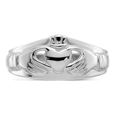14K White Gold Claddagh Ring – view 6