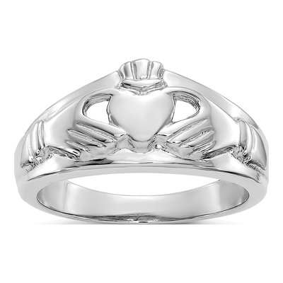 14K White Gold Claddagh Ring