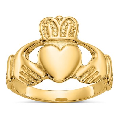 14K Yellow Gold Claddagh Ring