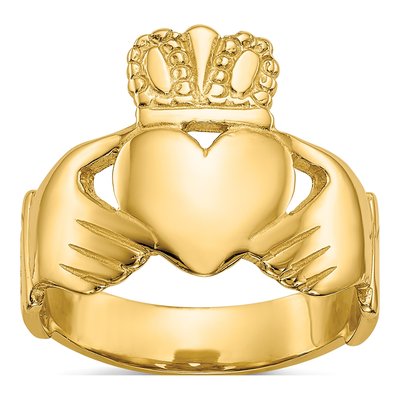 14K Yellow Gold Claddagh Ring