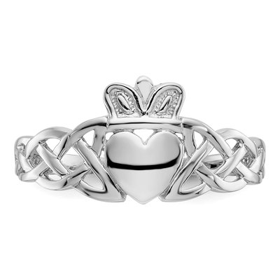 Men's 14K White Gold Claddagh Ring – view 6