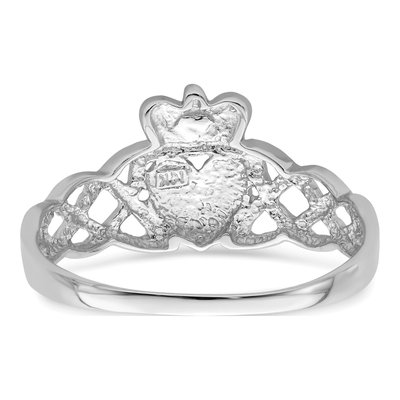 Men's 14K White Gold Claddagh Ring – view 7