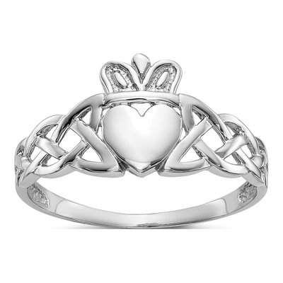 Men's 14K White Gold Claddagh Ring