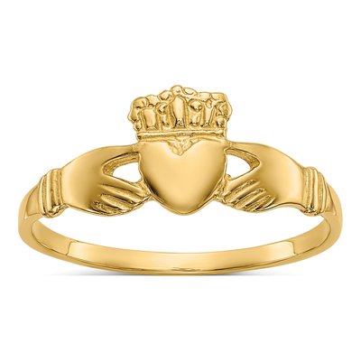 14K Yellow Gold Claddagh Ring