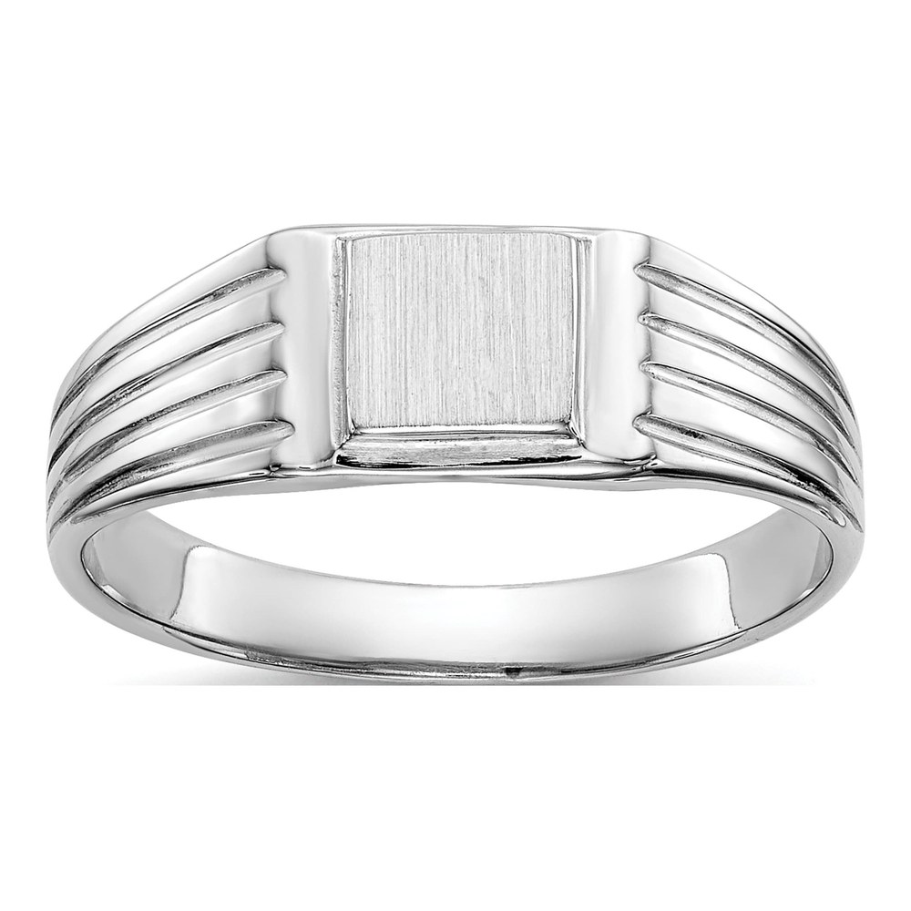 14K White Gold Kids' Square Signet Ring, Size 5.5