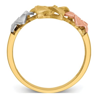 14K Tri-Color Gold Plumeria Flowers Ring – view 3