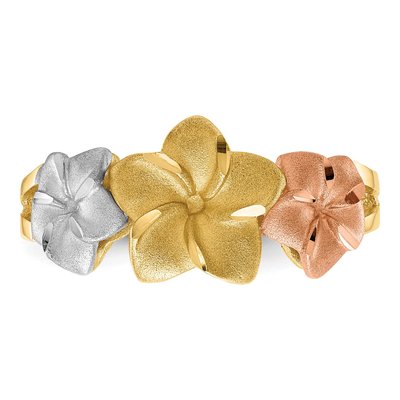 14K Tri-Color Gold Plumeria Flowers Ring – view 6