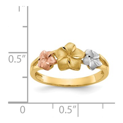 14K Tri-Color Gold Plumeria Flower Ring – view 4