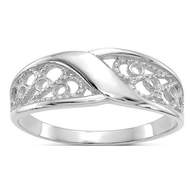 14K White Gold Filigree Ring