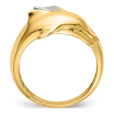 14K Two-Tone Gold Dolphin Ring – view 3