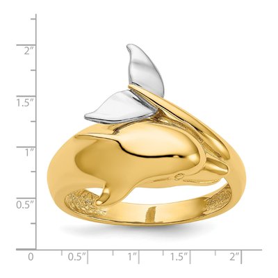 14K Two-Tone Gold Dolphin Ring – view 4