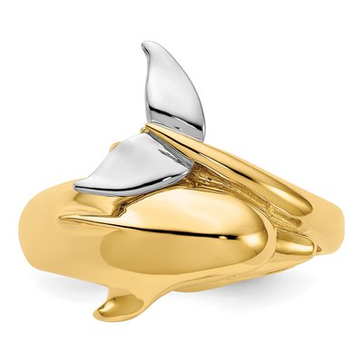 14K Two-Tone Gold Dolphin Ring – view 6