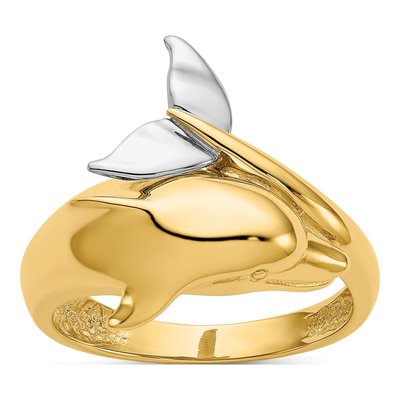 14K Two-Tone Gold Dolphin Ring