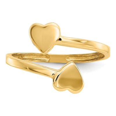 14K Yellow Gold Double Heart Toe Ring – view 5