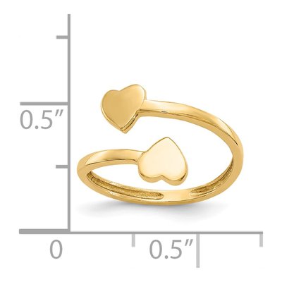 14K Yellow Gold Double Heart Toe Ring – view 6