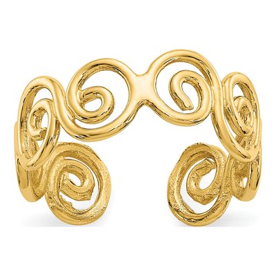 14K Yellow Gold Scroll Toe Ring