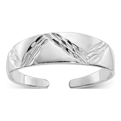 14K White Gold Diamond-Cut Fancy Toe Ring