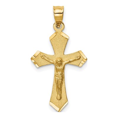14K Yellow Gold Diamond-Cut Crucifix Charm