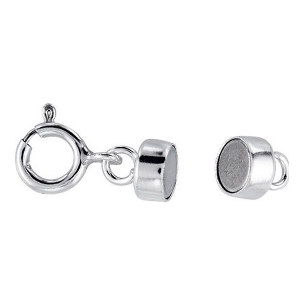 Sterling silver magnetic clasp converter with spring ring