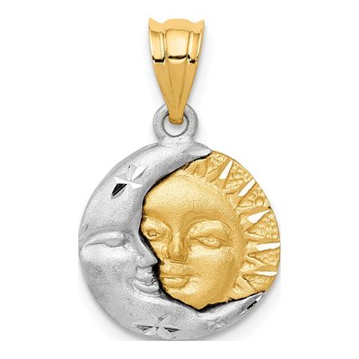 14K Two-Tone Gold Sun Moon Charm