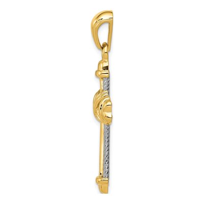 14K Two-Tone Gold Fancy Cross Pendant – view 3