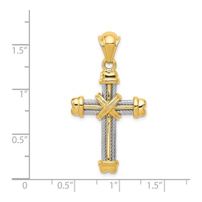 14K Two-Tone Gold Fancy Cross Pendant – view 4