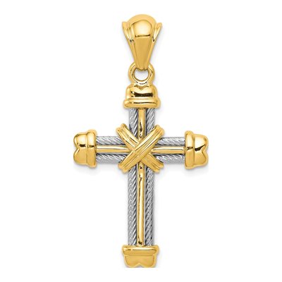 14K Two-Tone Gold Fancy Cross Pendant