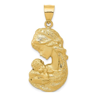 14K Yellow Gold Mother Holding Child Pendant