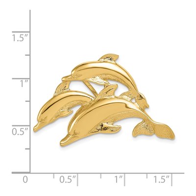 14K Yellow Gold Triple Dolphin Fits Slide Pendant – view 4
