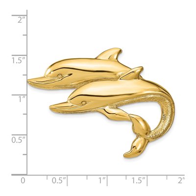 14K Yellow Gold Double Dolphins Slide Pendant – view 3