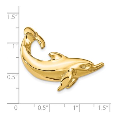 14K Yellow Gold Dolphin Omega Slide Pendant – view 4