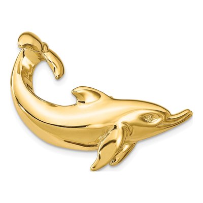 14K Yellow Gold Dolphin Omega Slide Pendant