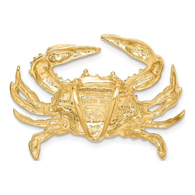 14K Yellow Gold Large Blue Crab Omega Slide Pendant – view 4