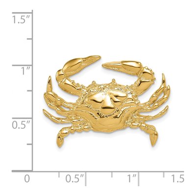 14K Yellow Gold Large Blue Crab Omega Slide Pendant – view 5