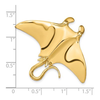 14K Yellow Gold Large Manta Ray Omega Slide Pendant – view 4