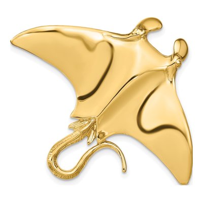 14K Yellow Gold Large Manta Ray Omega Slide Pendant