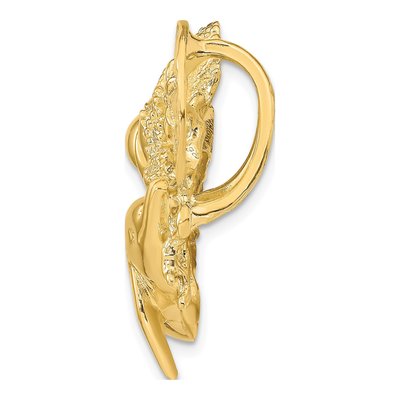 14K Yellow Gold Dolphin Shell Cluster Omega Slide Pendant – view 3