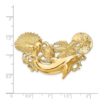 14K Yellow Gold Dolphin Shell Cluster Omega Slide Pendant – view 4