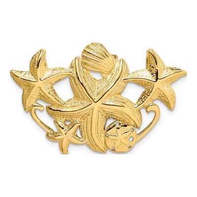 14K Yellow Gold Starfish Cluster Omega Slide Pendant
