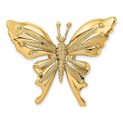 14K Yellow Gold Butterfly Omega Slide Pendant