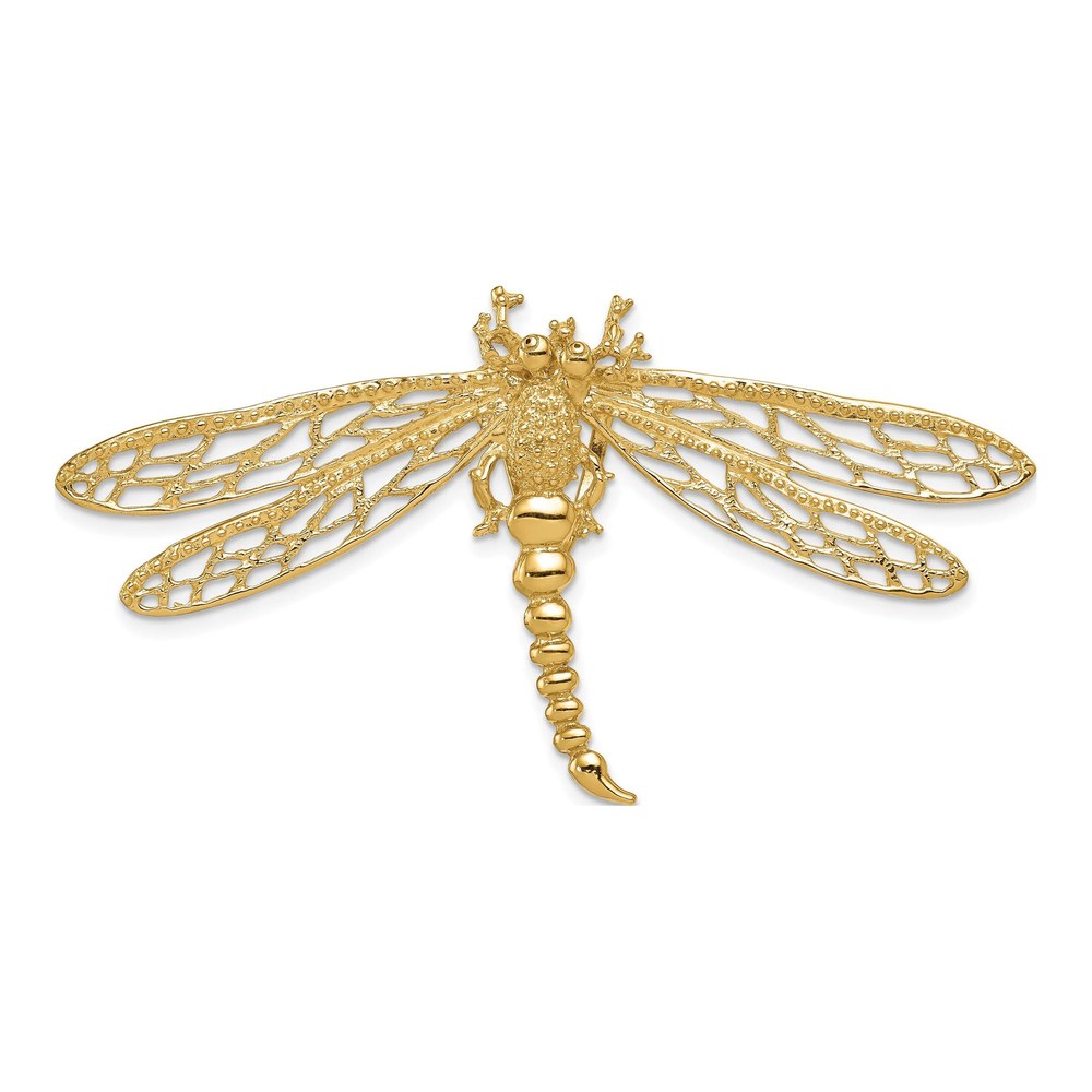 14K Yellow Gold Cut-Out Dragonfly Omega Slide Pendant