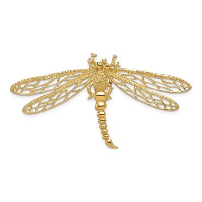 14K Yellow Gold Cut-Out Dragonfly Omega Slide Pendant