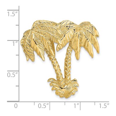 14K Yellow Gold Double Palm Tree Omega Slide Pendant – view 4