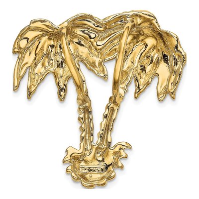 14K Yellow Gold Double Palm Tree Omega Slide Pendant – view 5
