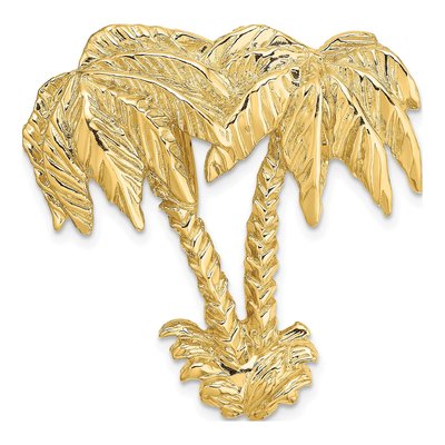 14K Yellow Gold Double Palm Tree Omega Slide Pendant