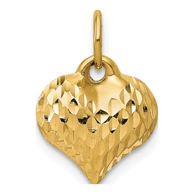 14K Yellow Gold 3-D Puffed Heart Pendant
