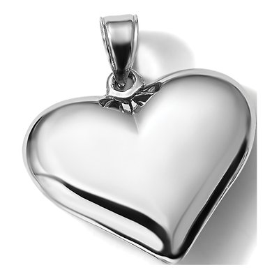 14K White Gold Puffed Heart Pendant – view 5
