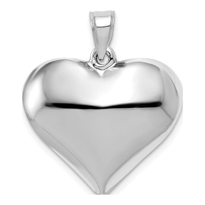 14K White Gold Puffed Heart Pendant