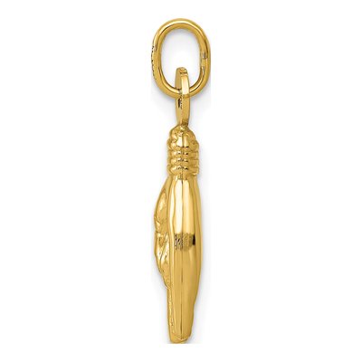 14K Yellow Gold 3-D Rock on Sign Charm – view 3