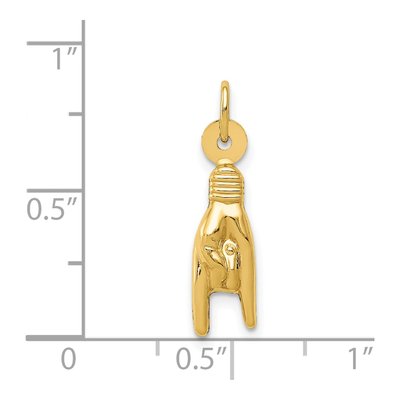 14K Yellow Gold 3-D Rock on Sign Charm – view 4